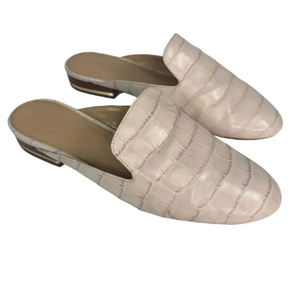 Michael Kors Natasha Embossed Leather Slides Creamy 10M Minimalist Old Money - Picture 1 of 8